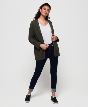 Superdry Katie Longline Cardigan Női Kötöttáru Khaki | AXSLM7124